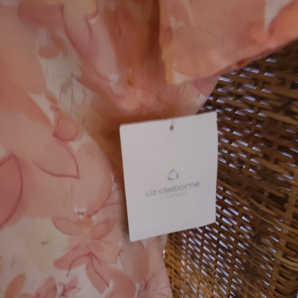 VTG NWT Liz Claiborne Lizsport Field of Flowers Blouse Linen Blend SZ L Button - Picture 4 of 5